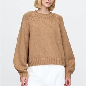 Gap Camel Relaxed Balloon Sleeve Cotton-Wool Blend Sweater